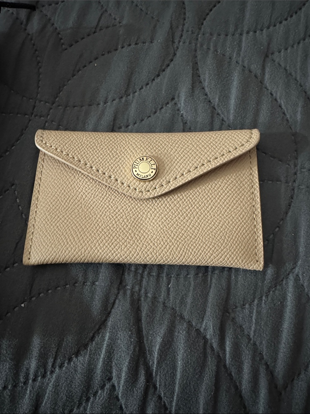 Beige Leather Envelope Card Case by piumelli